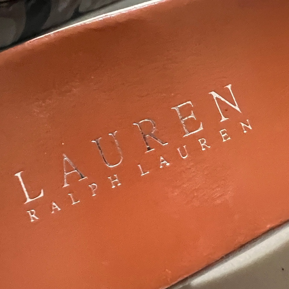 Lauren Ralph Lauren Leah Leather Snakeskin High Heel Pumps Sandals Women’s 7.5 - Picture 15 of 15
